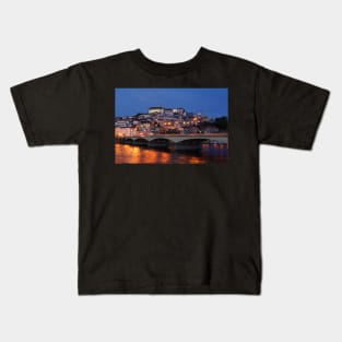 Old town, river, Mondego, Coimbra, Portugal, city, evening, dusk Kids T-Shirt